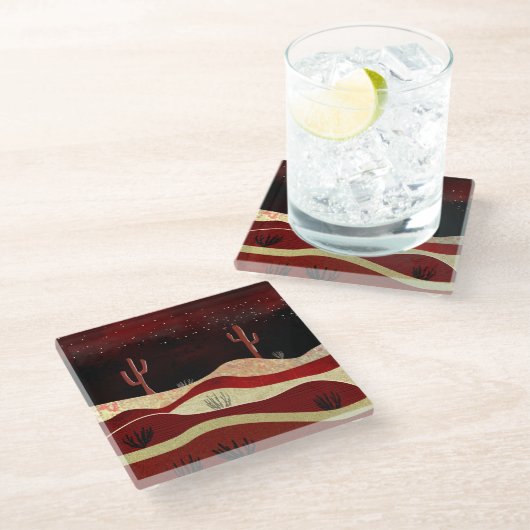 Woestijnnacht Glazen Onderzetter (Schuin)