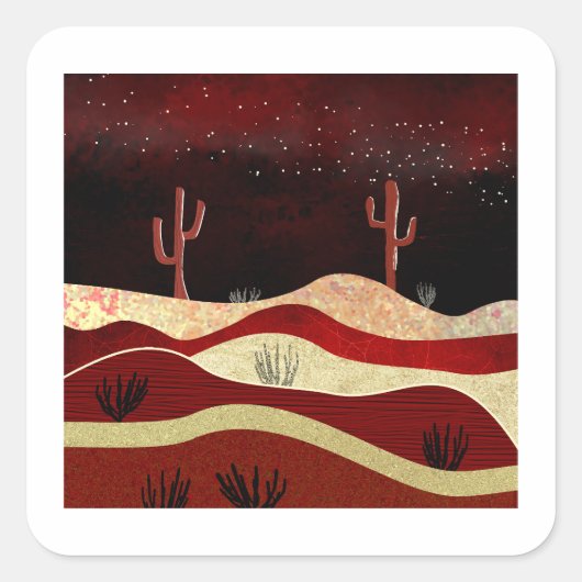 Woestijnnacht Vierkante Sticker (Voorkant)