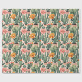 Woestijnoase - Cactus, succulent en bloem Cadeaupapier (Vlak)