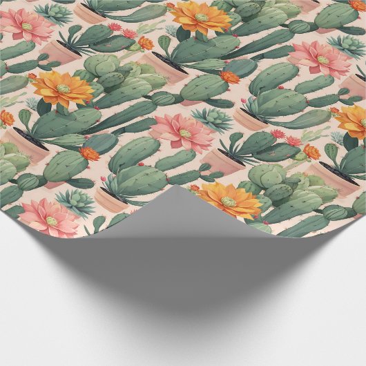 Woestijnoase - Cactus, succulent en bloem Cadeaupapier (Hoek)