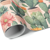 Woestijnoase - Cactus, succulent en bloem Cadeaupapier (Rol Hoek)