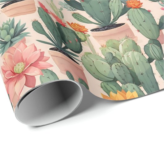 Woestijnoase - Cactus, succulent en bloem Cadeaupapier (Rol Hoek)