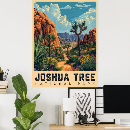 Woestijnoase: Joshua Tree National Park Poster (Thuiskantoor)