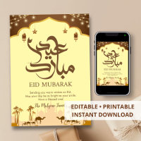 Woestijnoase Kameel Karavaan Eid Mubarak Kaart