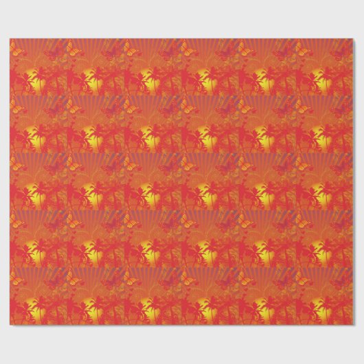 Woestijnpalmbomen zonsondergang cadeaupapier (Vlak)