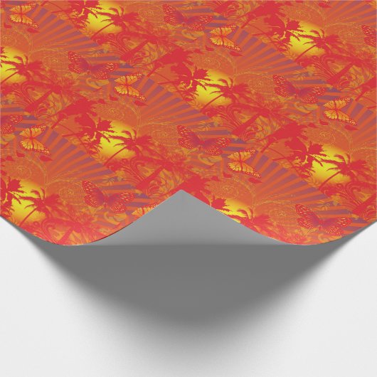 Woestijnpalmbomen zonsondergang cadeaupapier (Hoek)