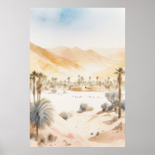 Woestijnpalmen in het poster met zonsondergang (Voorkant)