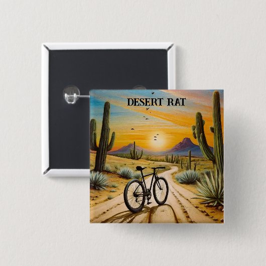 Woestijnrat, aanpasbaar vierkante button 5,1 cm (Voorkant /achterkant)