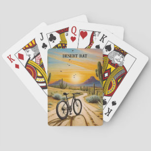 Woestijnrat Fietsen Mountainbike Zonsondergang Cus Pokerkaarten