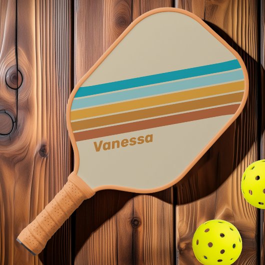 woestijnregenboog gestreept met naam pickleball paddle