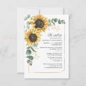 Woestijnrenewal Eucalyptus Sunflower Geometric Wed Kaart (Voorkant)