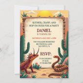 Woestijnreptiel thema kinderverjaardagsfeestje kaart (Voorkant)