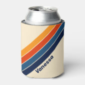 Woestijnretro regenboog gestreept met naam blikjeskoeler (Blikje Voorkant)