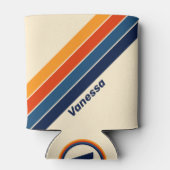 Woestijnretro regenboog gestreept met naam blikjeskoeler (Achterkant)