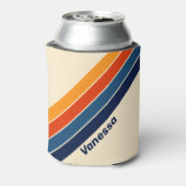 Woestijnretro regenboog gestreept met naam blikjeskoeler (Blikje Achterkant)