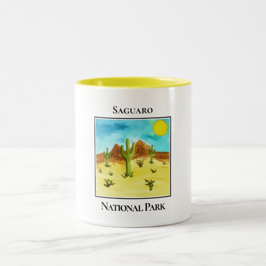 Woestijnreuzen van Saguaro Tweekleurige Koffiemok (Center)
