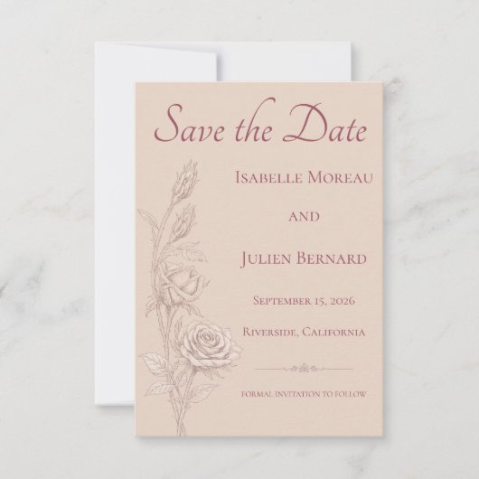 Woestijnroos – Duin & Bloei Bruiloft Save The Date (Voorkant)