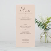 Woestijnroos – Minimalistische Trouwmenu Kaart (Staand voorkant)
