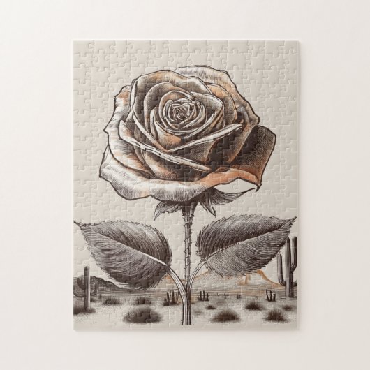 Woestijnroos, Vintage Botanische Bloem Legpuzzel (Verticaal)