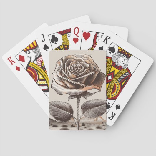 Woestijnroos, Vintage Botanische Bloem Pokerkaarten (Achterkant)