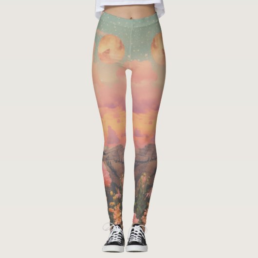 Woestijnroos Waterverf Leggings (Voorkant)