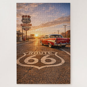Woestijnroute Zonsondergang Snelweg Route 66 Schil Legpuzzel
