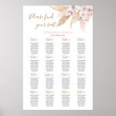 Woestijnroze boho chic Wedding Seding Chart Poster (Voorkant)