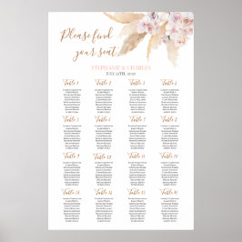 Woestijnroze boho chic Wedding Seding Chart Poster