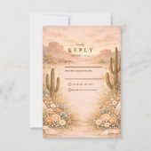 Woestijnroze Cactus Landschap Bruiloft RSVP Kaartje (Voorkant)