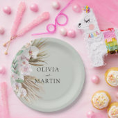 Woestijnroze en sage Wedding Papieren Bordje (Feest)