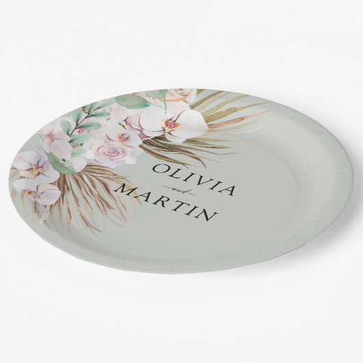 Woestijnroze en sage Wedding Papieren Bordje (Gekanteld)