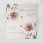 Woestijnroze Roze Bloemengroene Tafelnummer Plaatskaartje (Buitenkant ongevouwen)