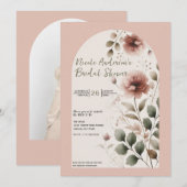 Woestijnroze roze & groene bloem bruiloftsdouche kaart (Voorkant / Achterkant)