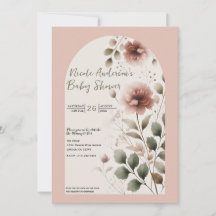 Woestijnroze Roze & Groene Bloemige Baby Shower