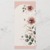 Woestijnroze Roze & Groene Bloemige Groene Huwelij Menu (Achterkant)