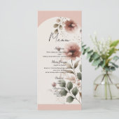 Woestijnroze Roze & Groene Bloemige Groene Huwelij Menu (Staand voorkant)