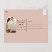 Woestijnroze Roze & Groene Bloemige Save The Date Aankondigingskaart (Achterkant)