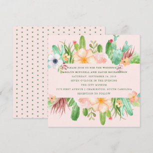 Woestijnroze Succulent Wedding Kaart