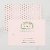 Woestijnroze succulente bruiloft RSVP (Voorkant / Achterkant)