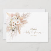 Woestijnrozen Pampas Gras Baby Shower Calligrafie  Bedankkaart (Achterkant)