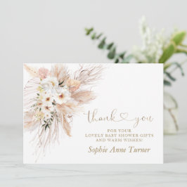 Woestijnrozen Pampas Gras Baby Shower Calligrafie  Bedankkaart