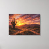 Woestijnschemering: De Majestueuze Saguaro Canvas Afdruk (Voorkant)