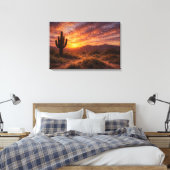 Woestijnschemering: De Majestueuze Saguaro Canvas Afdruk (Insitu (Slaapkamer))