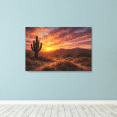 Woestijnschemering: De Majestueuze Saguaro Canvas Afdruk (Insitu (Houten vloer))
