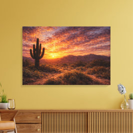 Woestijnschemering: De Majestueuze Saguaro Canvas Afdruk