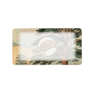 Woestijnschildpad in natuurlijke habitat illustrat etiket