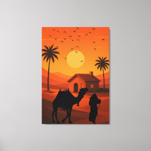 Woestijnsereniteit bij zonsondergang canvas afdruk