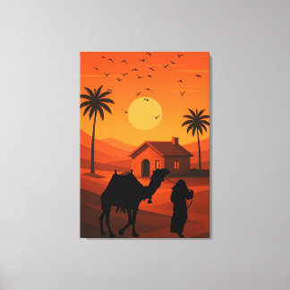 Woestijnsereniteit bij zonsondergang canvas afdruk