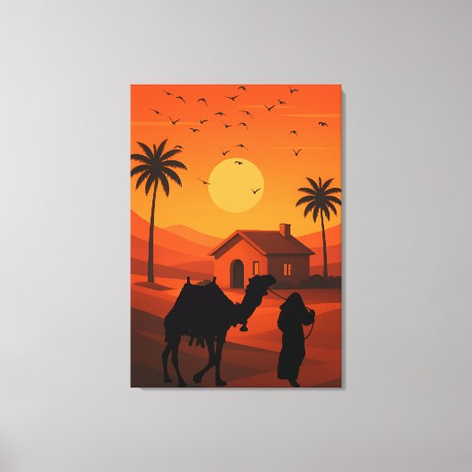 Woestijnsereniteit bij zonsondergang canvas afdruk (Voorkant)