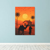 Woestijnsereniteit bij zonsondergang canvas afdruk (Insitu (Houten vloer))